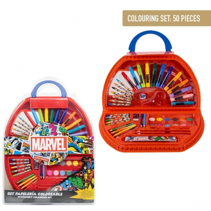 SET PAPELERÍA COLOREABLE 50 PIEZAS MARVEL